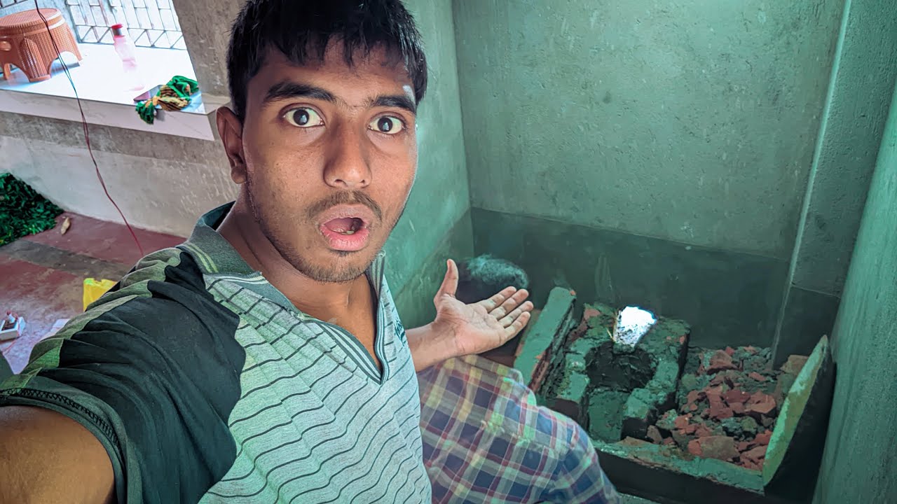 ইট,বালি,পাথর দিয়ে উনুন হচ্ছে 😱।