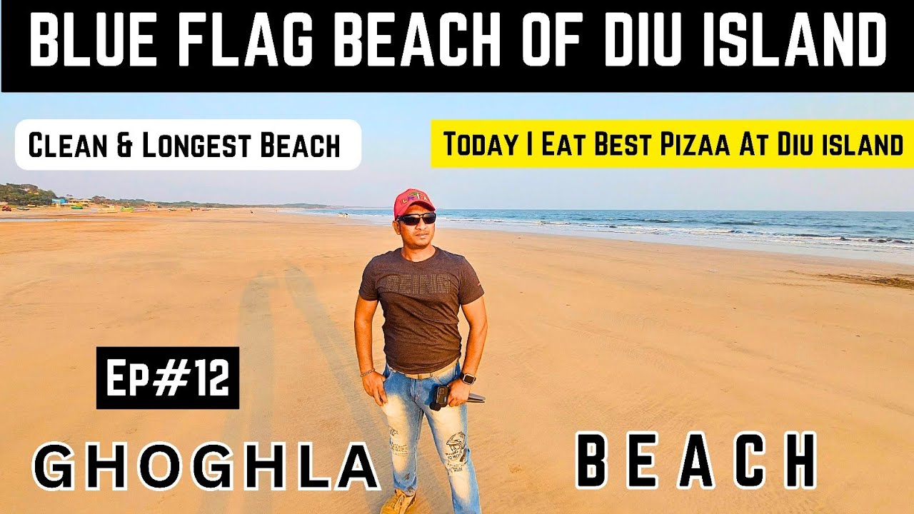 One Of The Blue Flag Beach Of Diu Island -Ghoghla Beach And Best Pizaa On Diu Island
