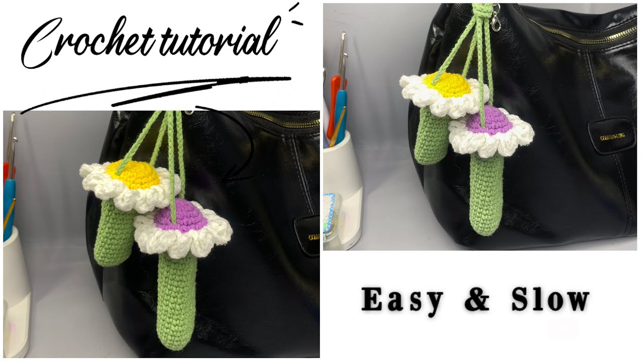 ✨ Cute Crochet Flower Keychain | Easy for Beginners🧶🌼 Móc Móc Khóa Hoa Dễ Thương