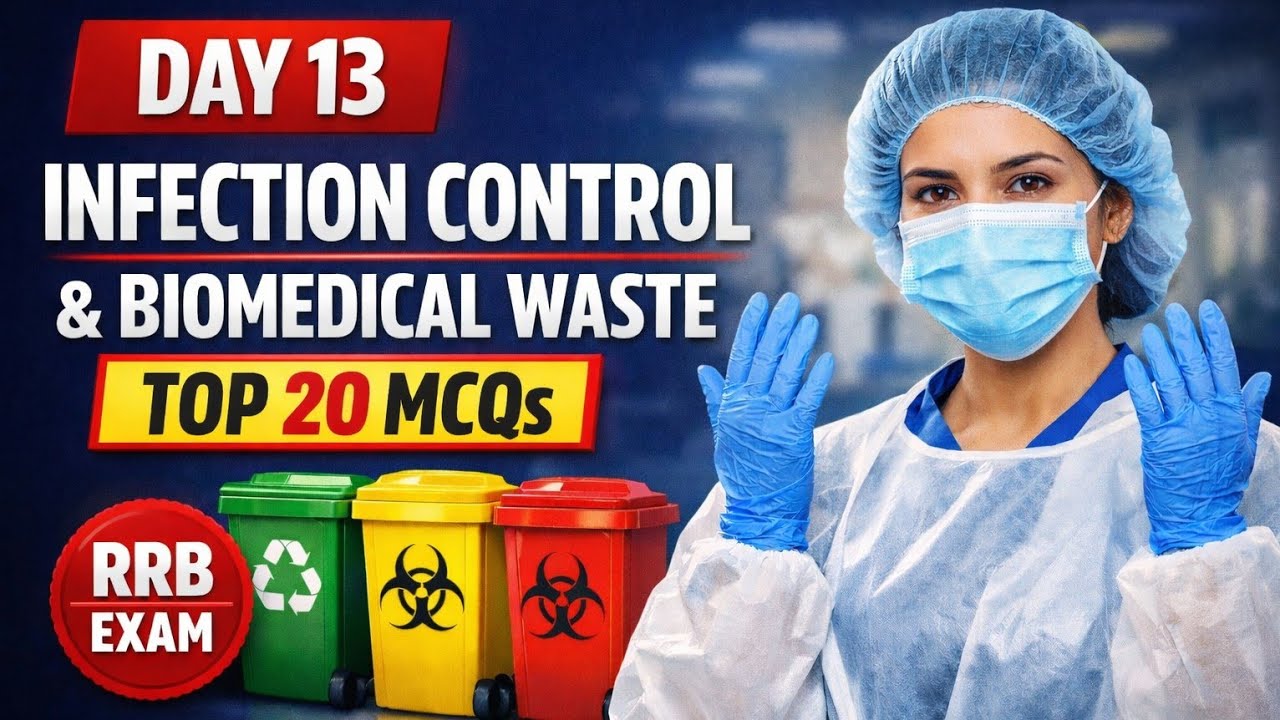 DAY 13 | Infection Control & Biomedical Waste 🔥 Top 20 MCQs | RRB Nursing Exam