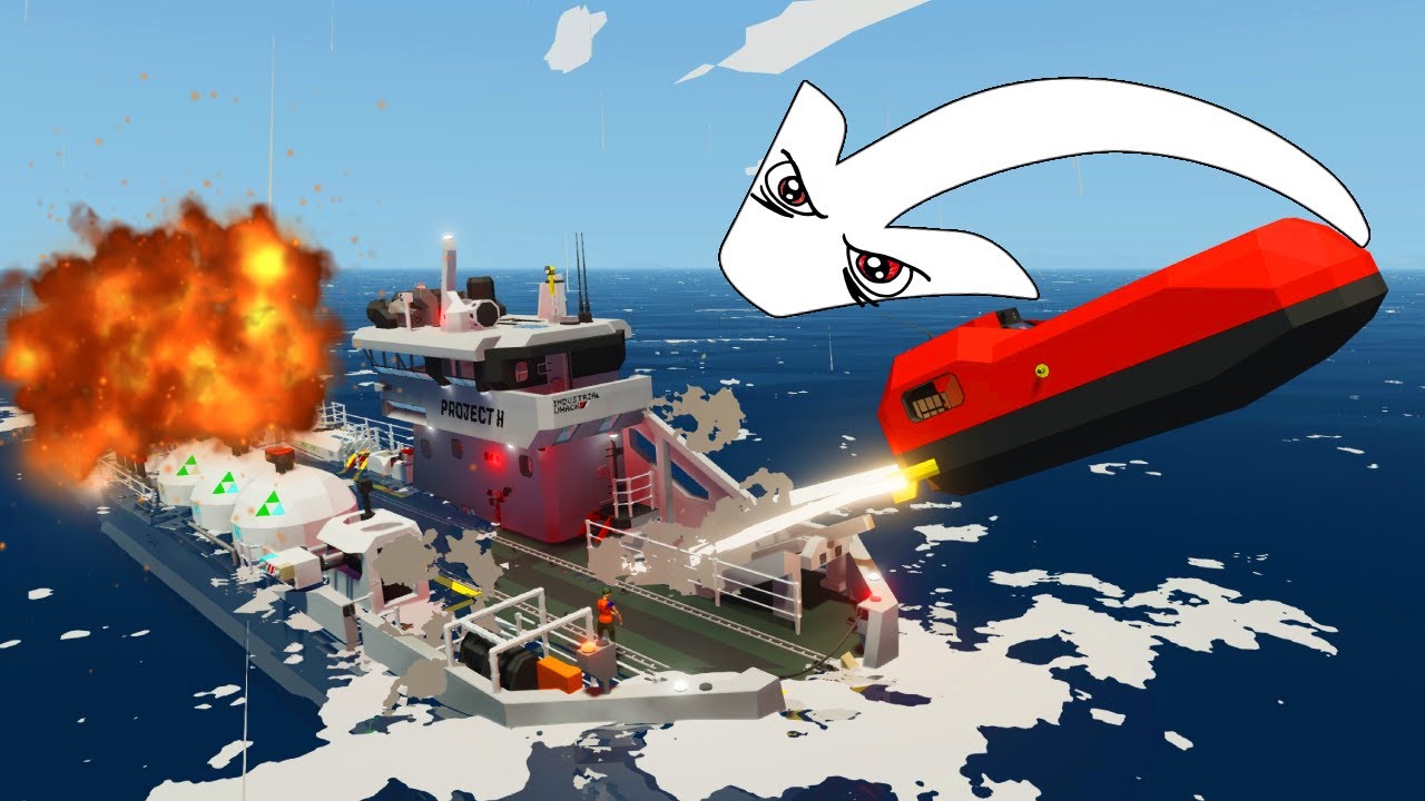 Launching off EXPLODING HYDROGEN SHIP! Stormworks Sinking Ship Survival