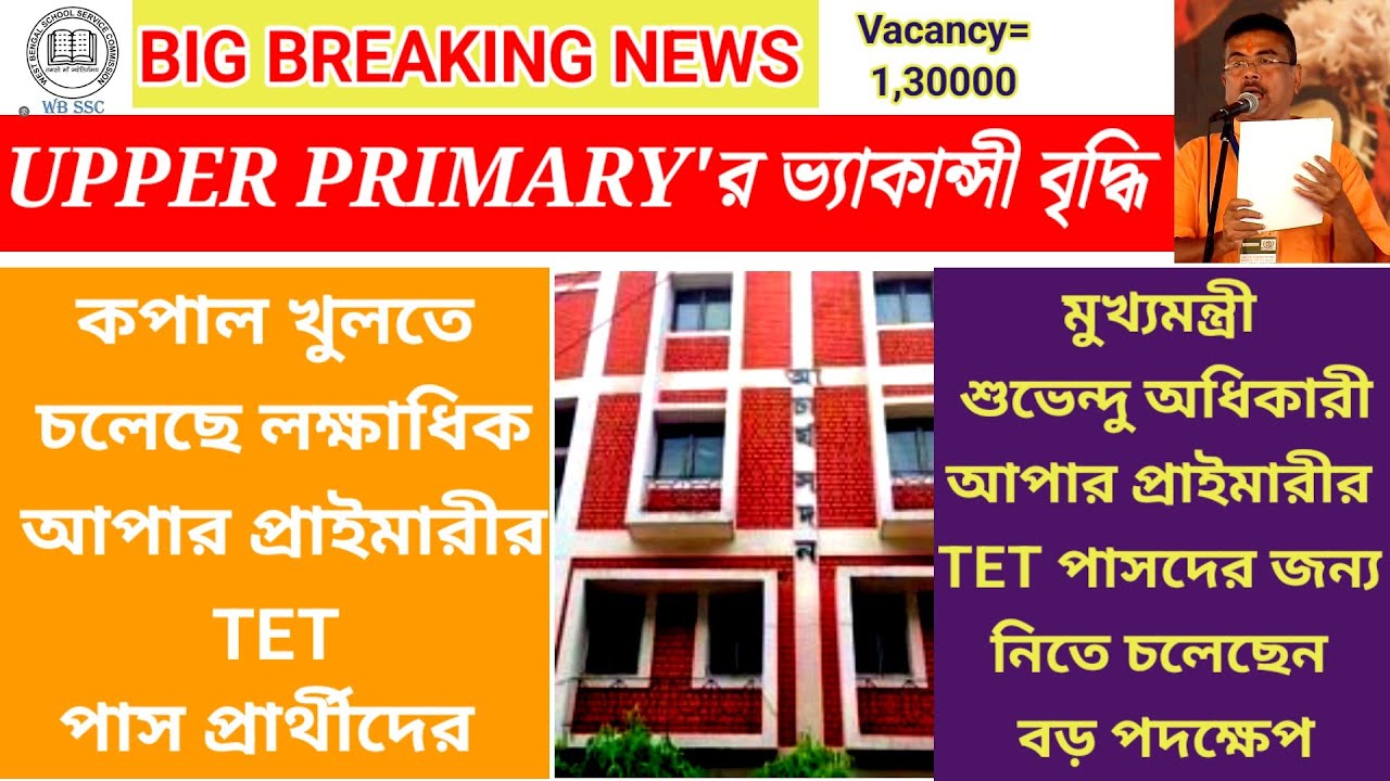 Upper Primary তে ভ্যাকান্সী বৃদ্ধি খুব শীঘ্রই/ upper primary latest news today| upper primary update