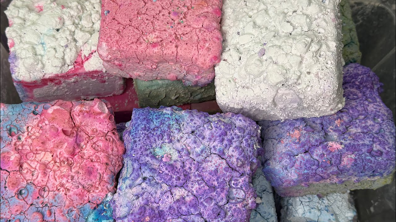 Satisfying Colorful Bubbly Pasted Gym Chalk Crushing ASMR