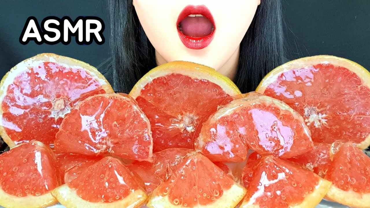 ASMR 달콤한 꿀 자몽 탕후루 먹방!!フルーツ飴, Grapefruit Tanghulu mukbang, candied fruits.
