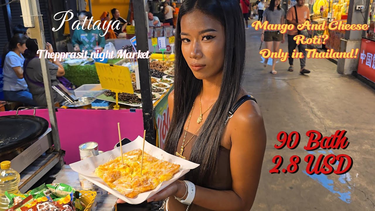 Mango & Cheese Thai Roti 🧀🥭 | 90฿ ($2.8) | Pattaya Street Dessert 🇹🇭 (Thepprasit Night Market)