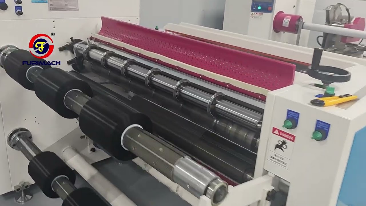Máquina rebobinadora de malla negra de doble eje