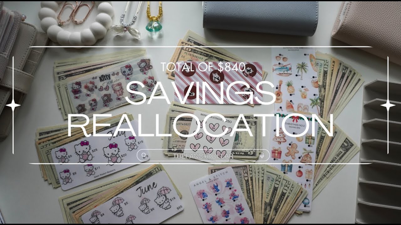 CASH STUFFING $840 | savings reallocation ♡