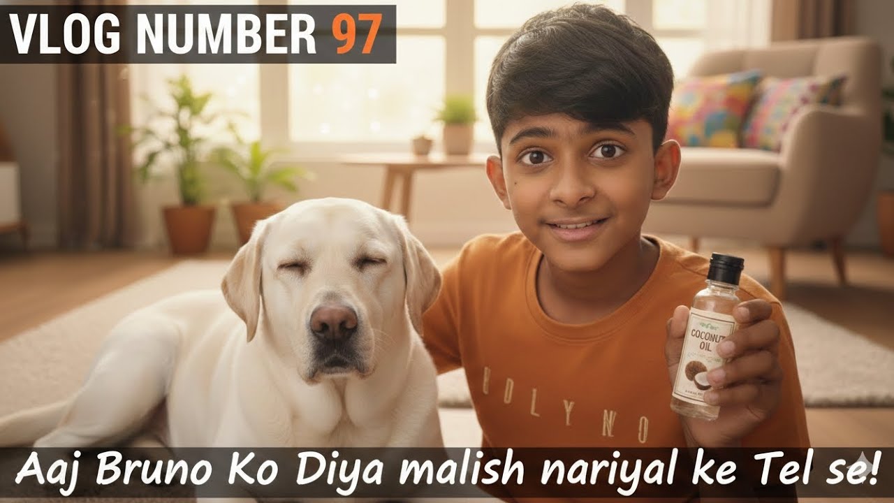 Aaj Bruno Ko Diya Coconut Oil Se Massage 🐶🥥