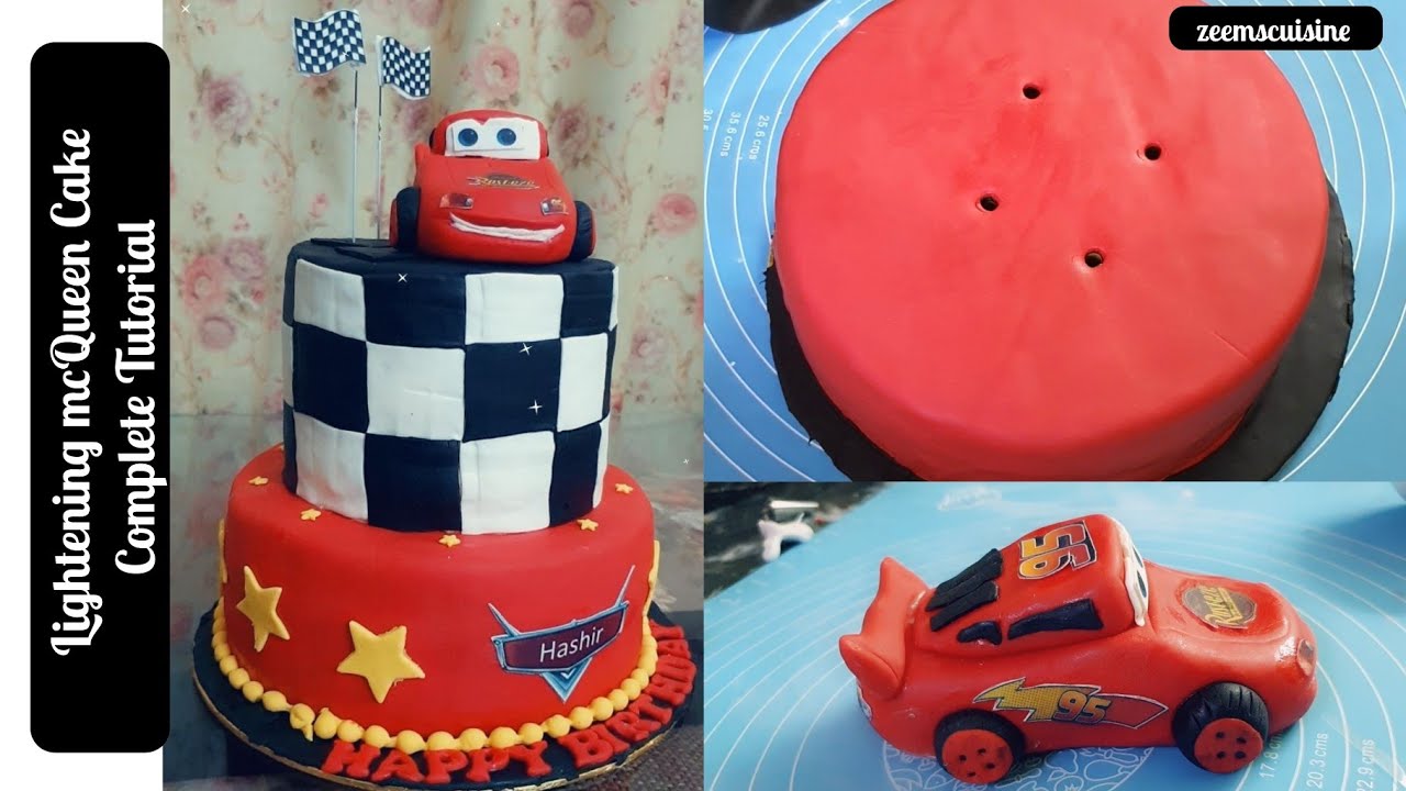 Lightening mcqueen cake tutorial/ how to make Lightening mcqueen/ how to cover a cake with fondant?