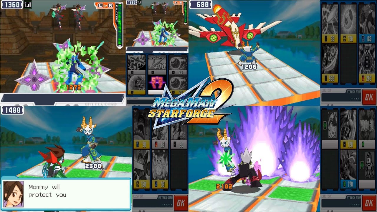 Mega Man Star Force 2 All Tribe On Forms, Link Force Big Bang and Battle Cards