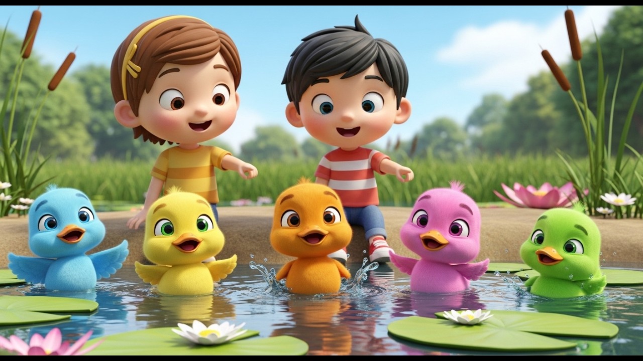 Cinco Amiguinhos Patinhos Remem, Remem, Remem | Canção do Lago e Animais