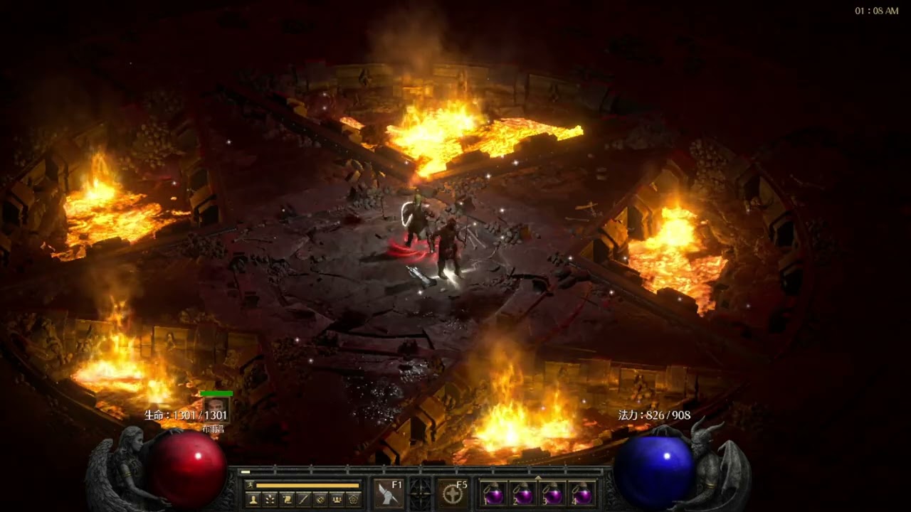 暗黑破壞神二：獄火重生 A5狂亂傭兵手持死神加執法者搭配天堂之拳聖騎士 天與地都在掌控之中