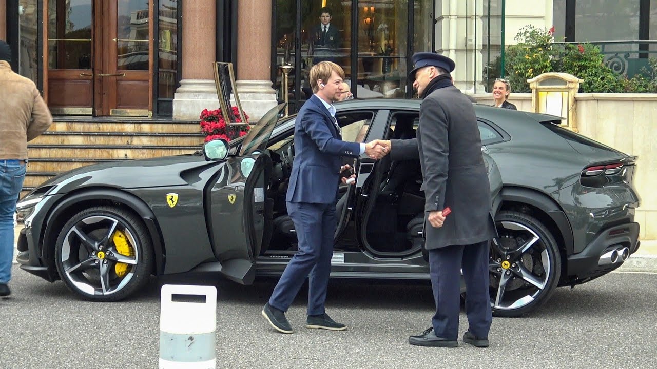 Billionaires Arriving with NEW FERRARI PUROSANGUE at Hotel de Paris in Monaco!!