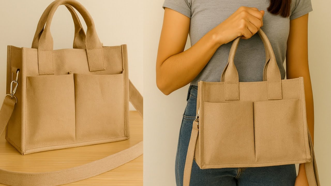 DIY Canvas Tote Bag with Pockets & Strap – Pro Sewing Guide