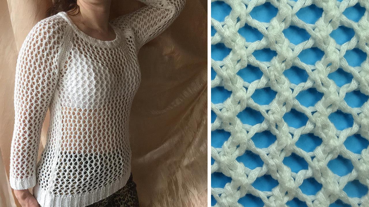 Ажурный узор спицами   Open work knitting pattern 10