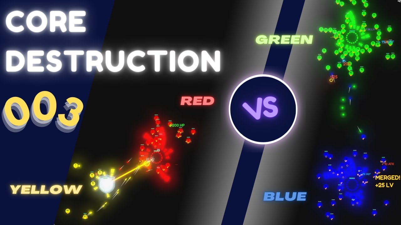 Marble War Madness: Core Destruction of Red, Blue, Yellow, Green!