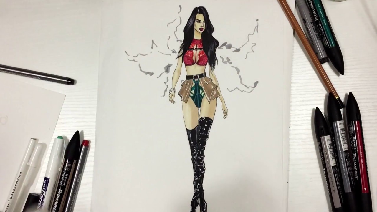 LINGERIE + PATENT LEATHER BOOTS. Victoria's Secret | Fashion Drawing