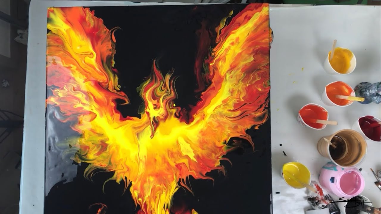 Acrylic Pour FIRE PHOENIX! IS IT POSSIBLE?!🔥🔥