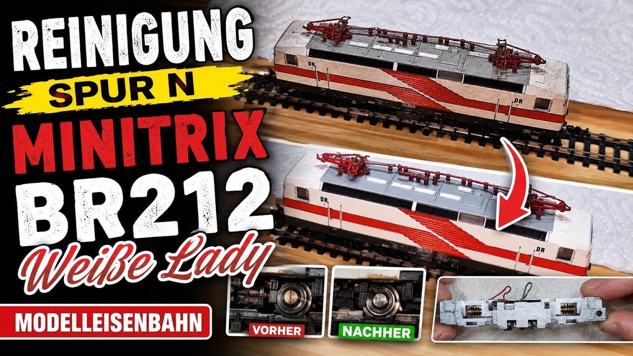 Reinigung einer E-Lok DR Baureihe 212 / Weiße Lady / Modelleisenbahn Spur N