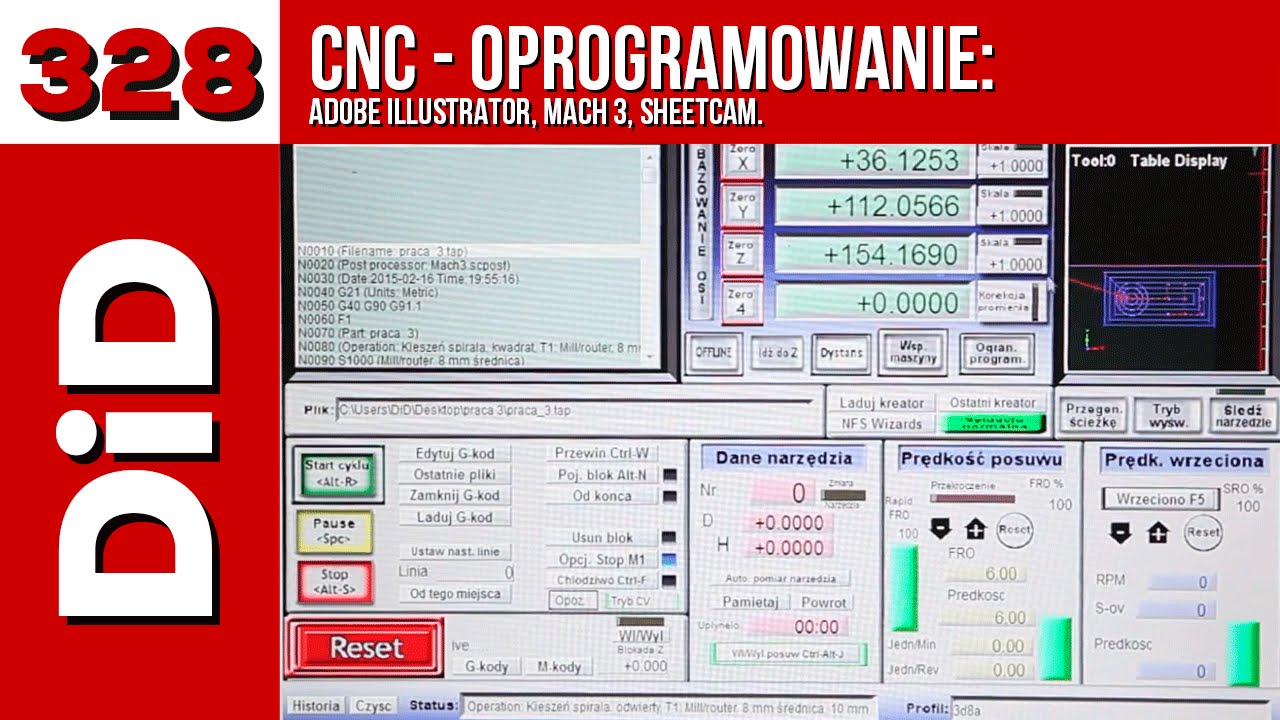 328. CNC - oprogramowanie Illustrator, Mach 3, SheetCam.