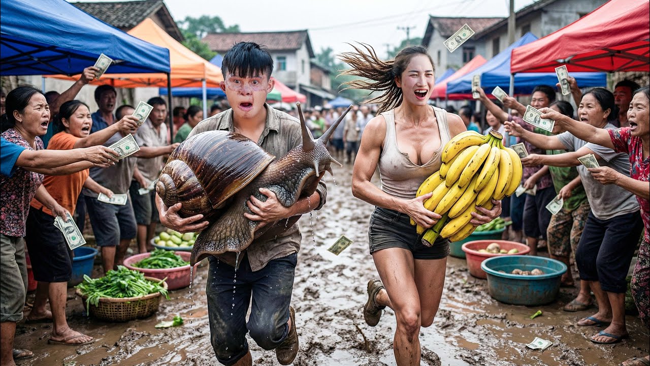 Shocking! Giant Snails and Bananas, Woman Fights Back with Chainsaw - What Happens Next ?