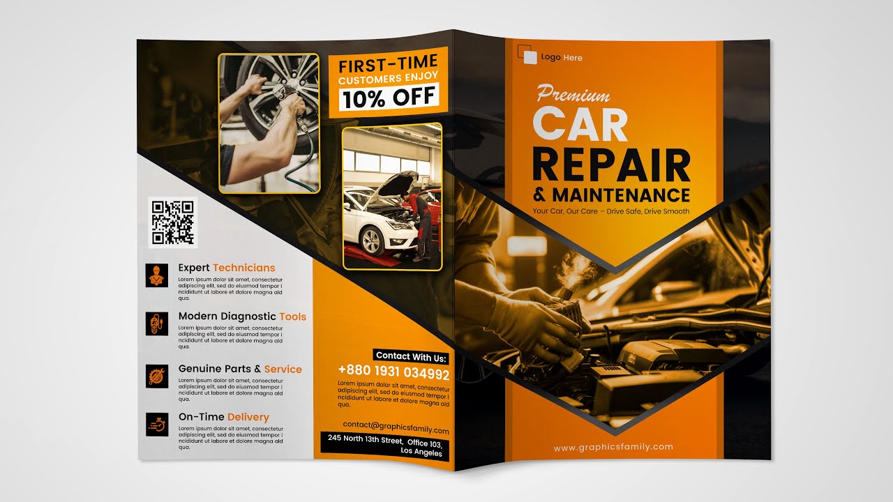 How to Design Modern Car Repair Brochure in Adobe Photoshop