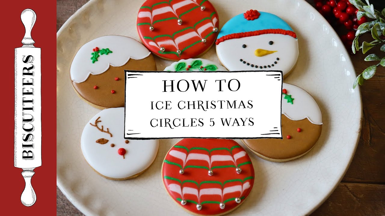 How to Ice a Circular Cookie Cutter 5 Ways for Christmas | Hand-Iced Biscuits