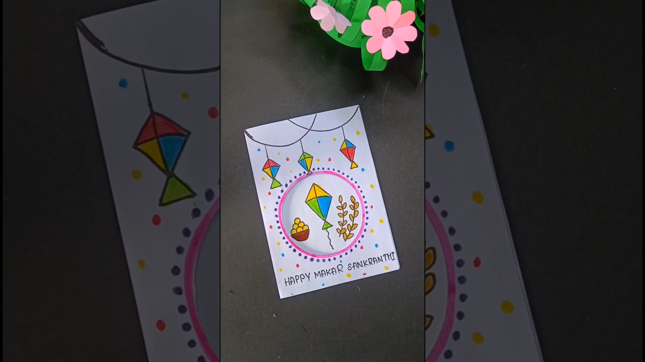 DIY Makar Sankranti card 🪁 How to make sankranti card 