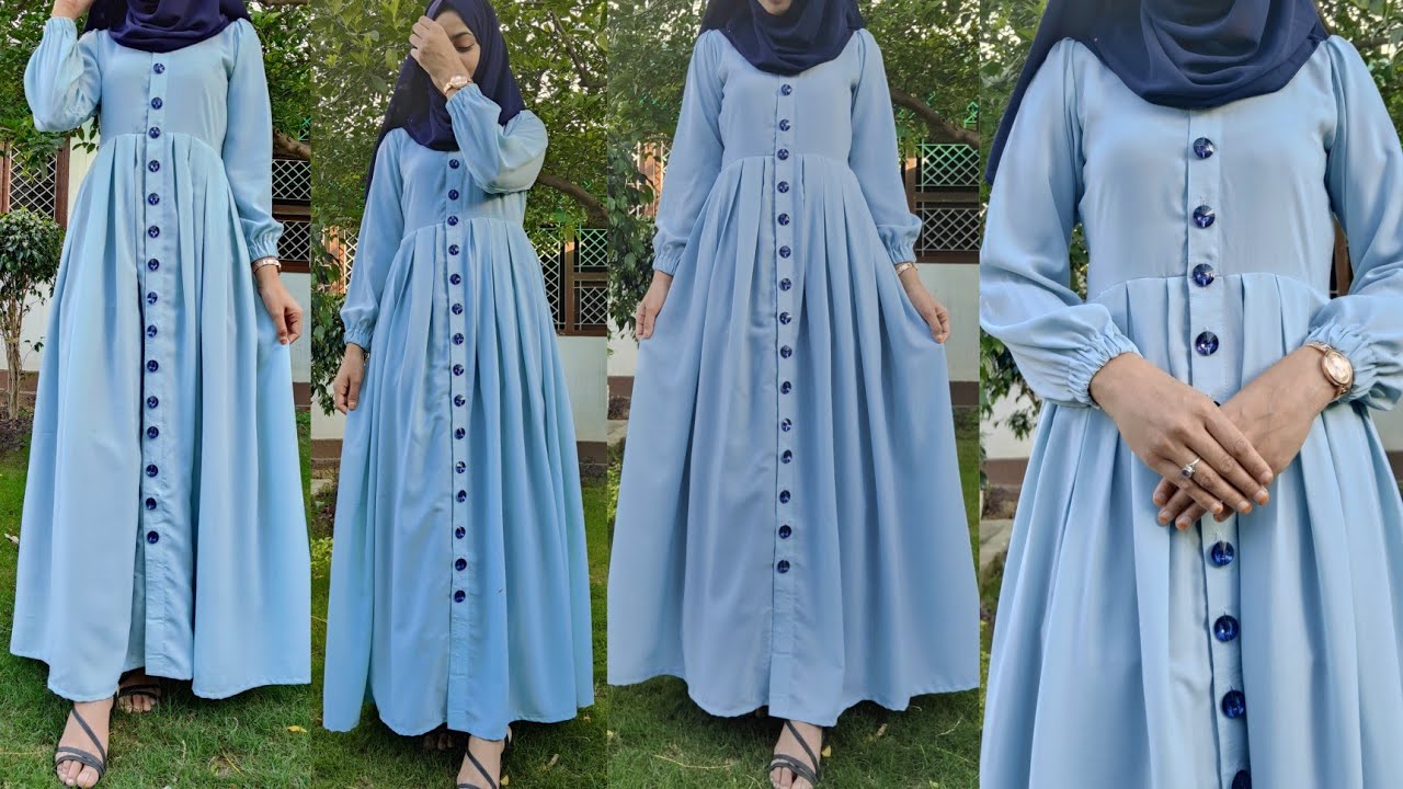 Front open Abaya cutting and stitching/ burkha cutting/ frill Abaya cutting/ designer Abaya cutting