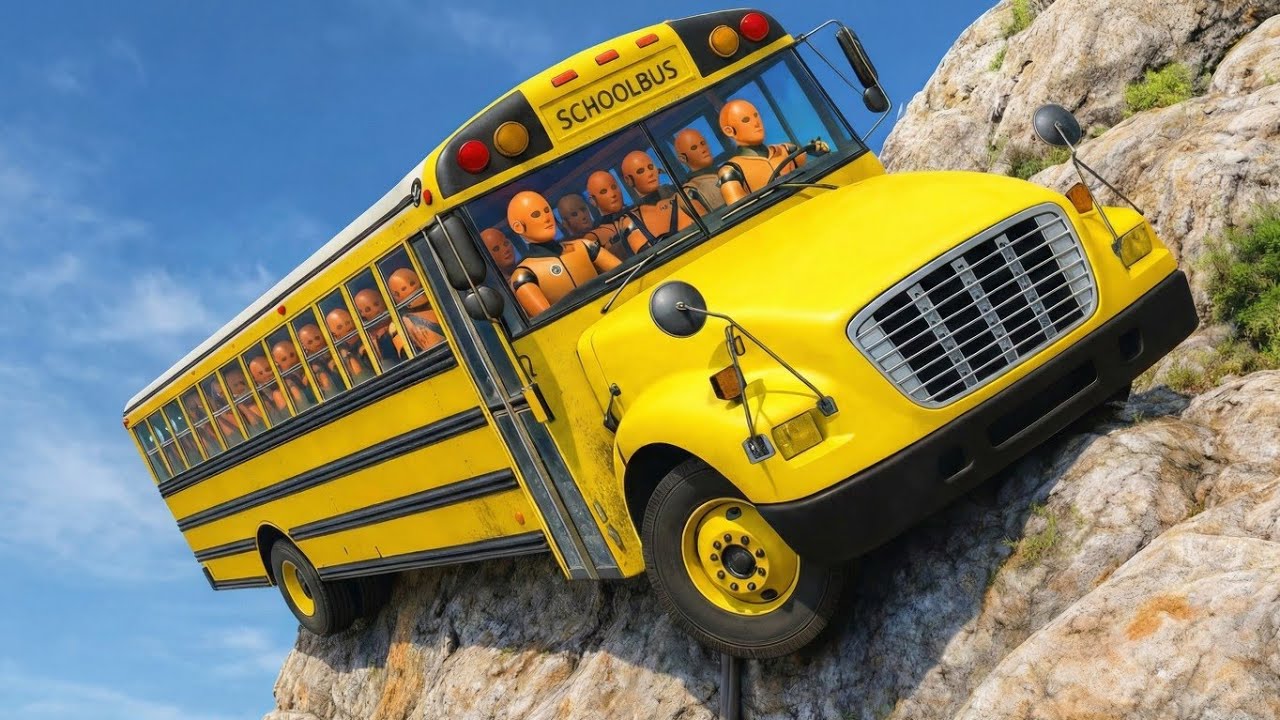 Car Vs School Bus On Offroad Cliff BeamNG.drive#87