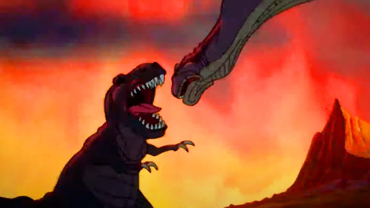 Sharptooth ataca a Pie Pequeño y Cera | En Busca Del Valle Encantado