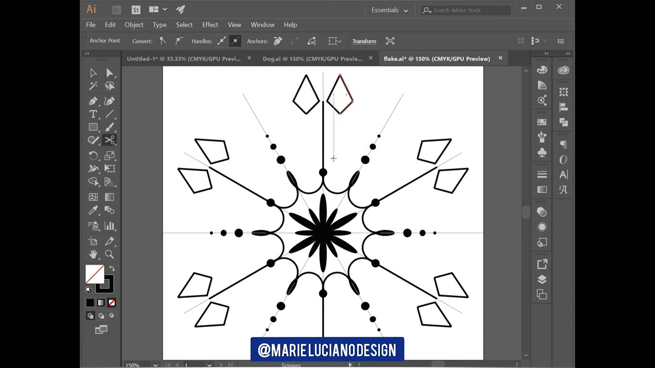 Adobe Illustrator Tutorial How to Design a symmetric snowflake design vector illustration