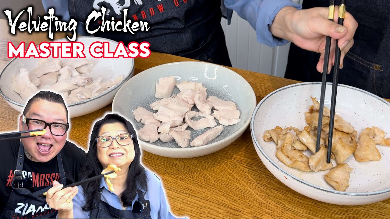 Как китайские шеф-повара готовят курицу по-бархатному. МАСТЕР-КЛАСС 🍗 Мама и сын — профессиональн...