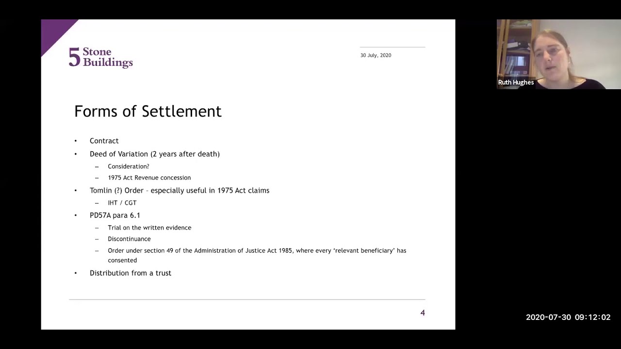 Settling Contentious Probate - Webinar by Ruth Hughes