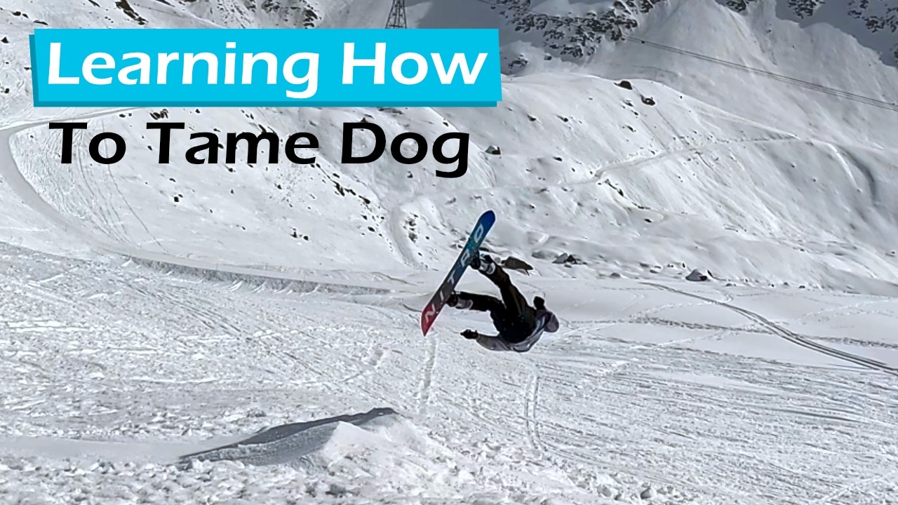 Teaching my self to front flip on a snowboard!!! (Learn to tame dog in 3 days)