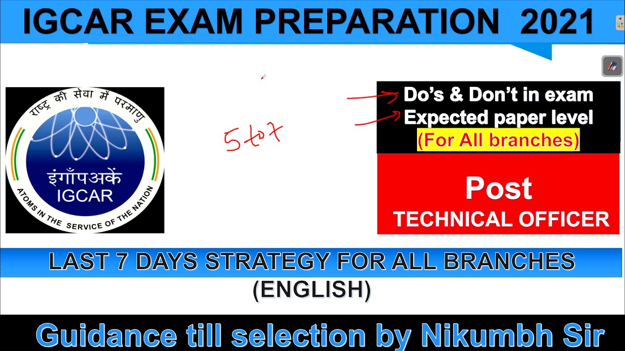 IGCAR TECHNICAL OFFICER EXAM PREPARATION STRATEGY WITH SYLLABUS IN ENGLISH