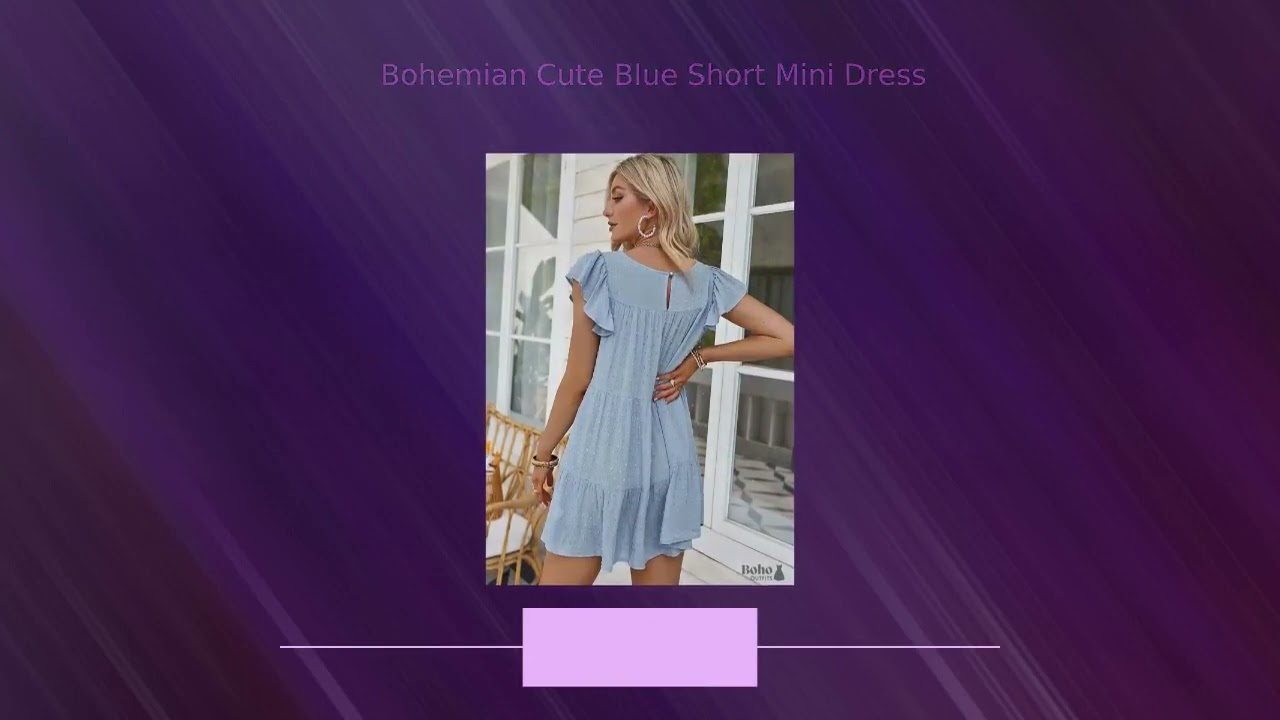Bohemian Cute Blue Short Mini Dress