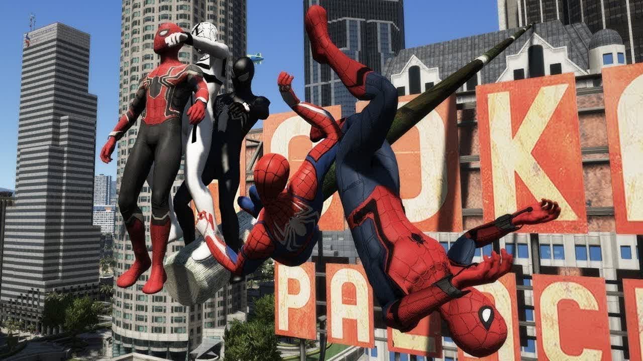 GTA 5 SPIDERMAN Ragdolls #2 Spider-Verse (Jumps,Falls,Fails) Superheroes