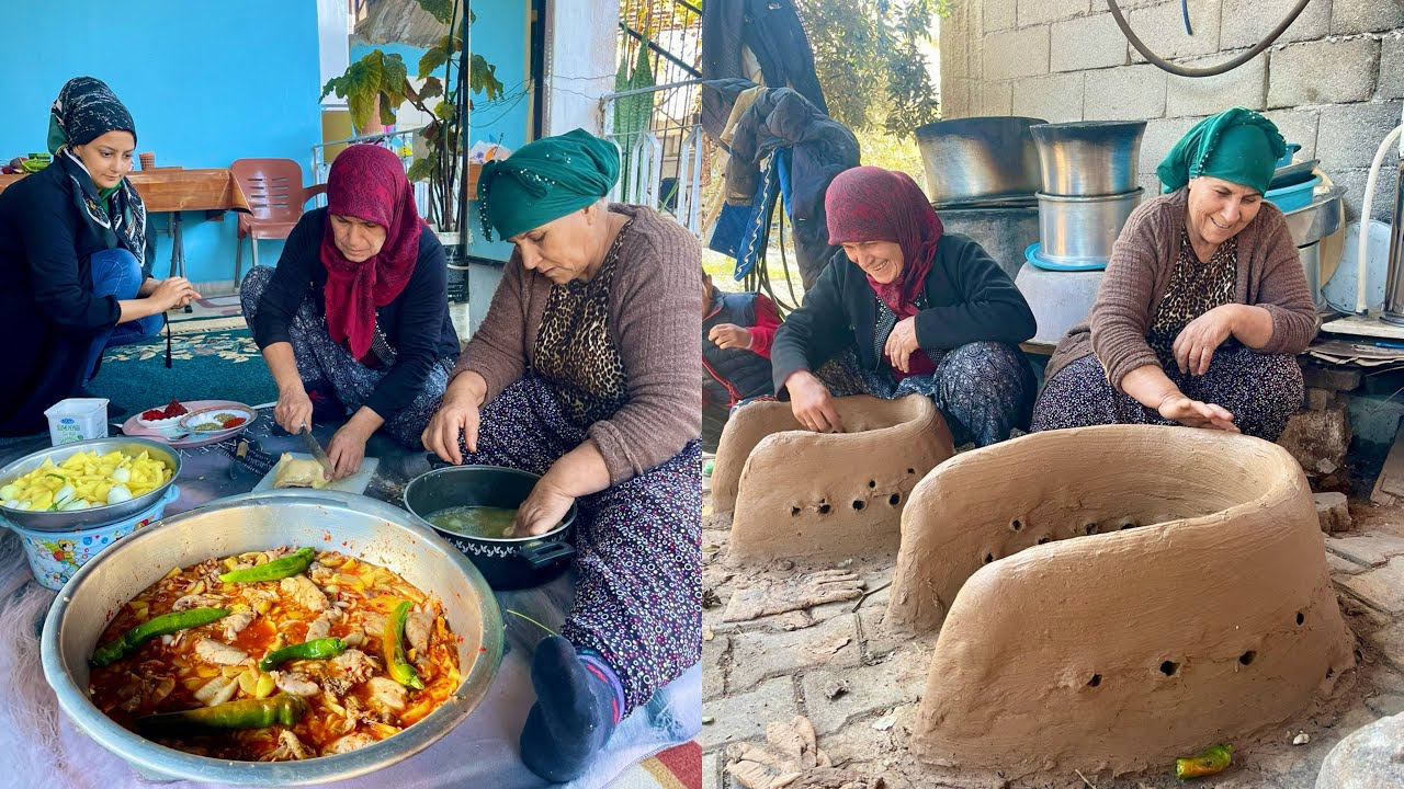 HALAM'IN KÖY EVİ LEZZETLİ YEMEKLER İÇİN ÇAMUR TANDIR YAPIMI