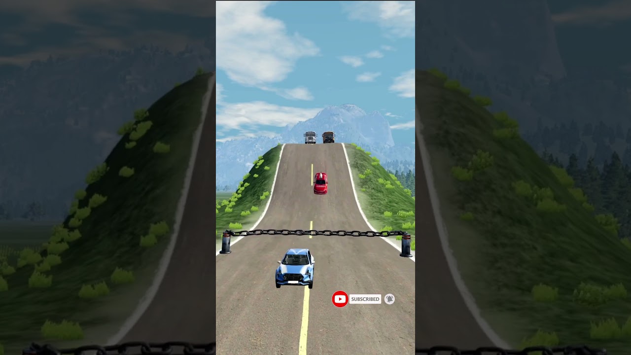 Monster Chain vs School Bus: Mega Ramp Challenge! ⛓️ -BeamNG.drive #beamngdrive #crashdrive #shorts