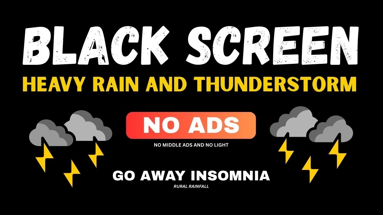 🔴 Heavy Rain and Thunder Sounds for Sleeping, NO ADS Rain for Deep Sleep. Black Screen Live 24/7