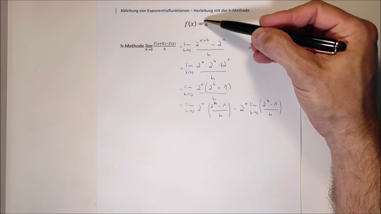Herleitung der Ableitung einer Exponentialfunktion mit der h-Methode