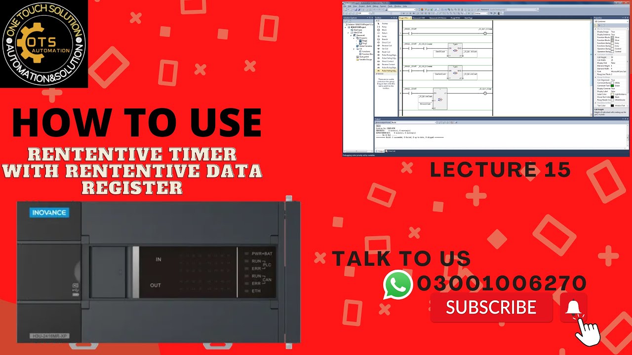 How to use Rententive data register with Rententive timer inovance PLC programming(Autoshop)