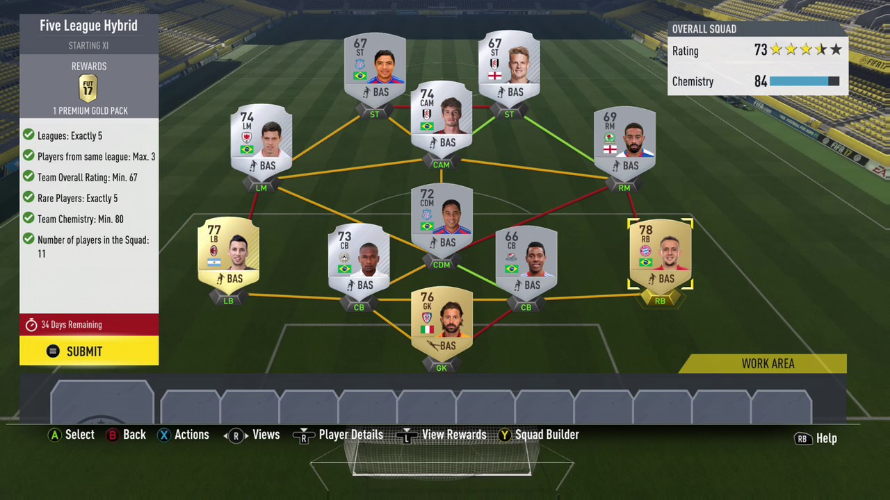 FIFA 17 5 LEAGUE HYBRID SBC CHEAP
