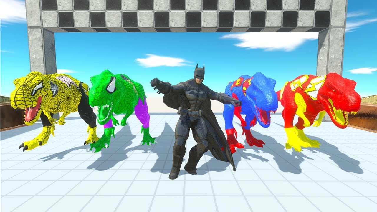 T-rex Vs Batman Jurassic World Evolution Dinosaur Hunting Dinosaurs Race Champions Marvel