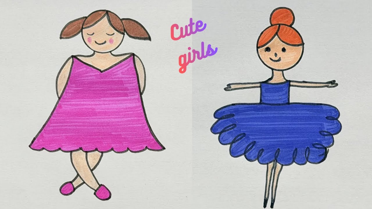 How to Draw a Cute Little Girl | Easy cute girl drawing step by step