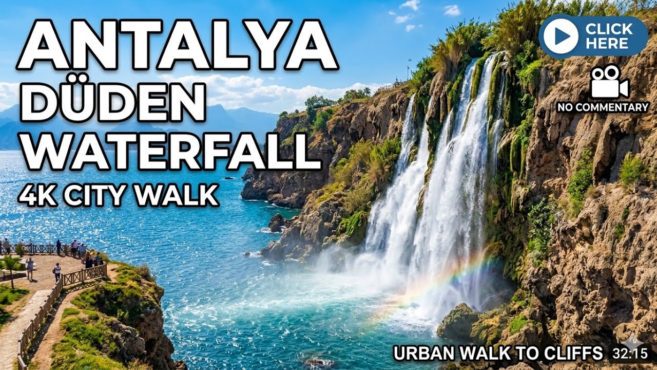 Antalya D&uuml;den Wasserfall Lara 4k City Walk,￼ şelale d&uuml;den park eski Lara yolu ￼￼￼ y&uuml;r&uuml;y&uuml;ş  ￼ 