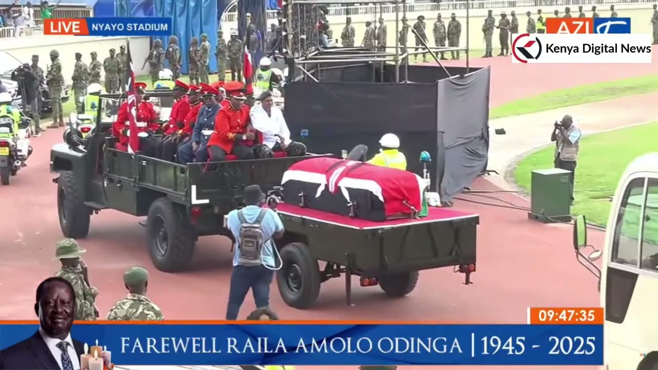 Nyayo Stadium erupts as Raila Odinga's body arrives for State funeral