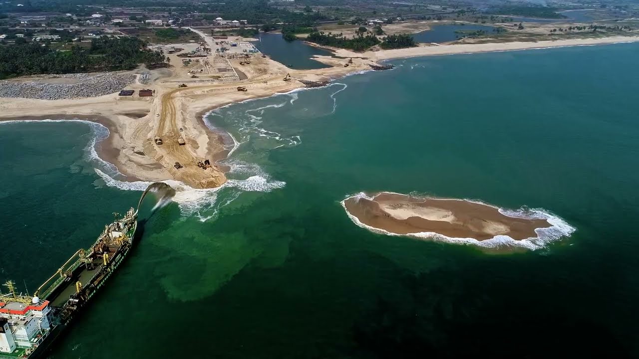 Boskalis - Marine construction of port and sandbar breakwater