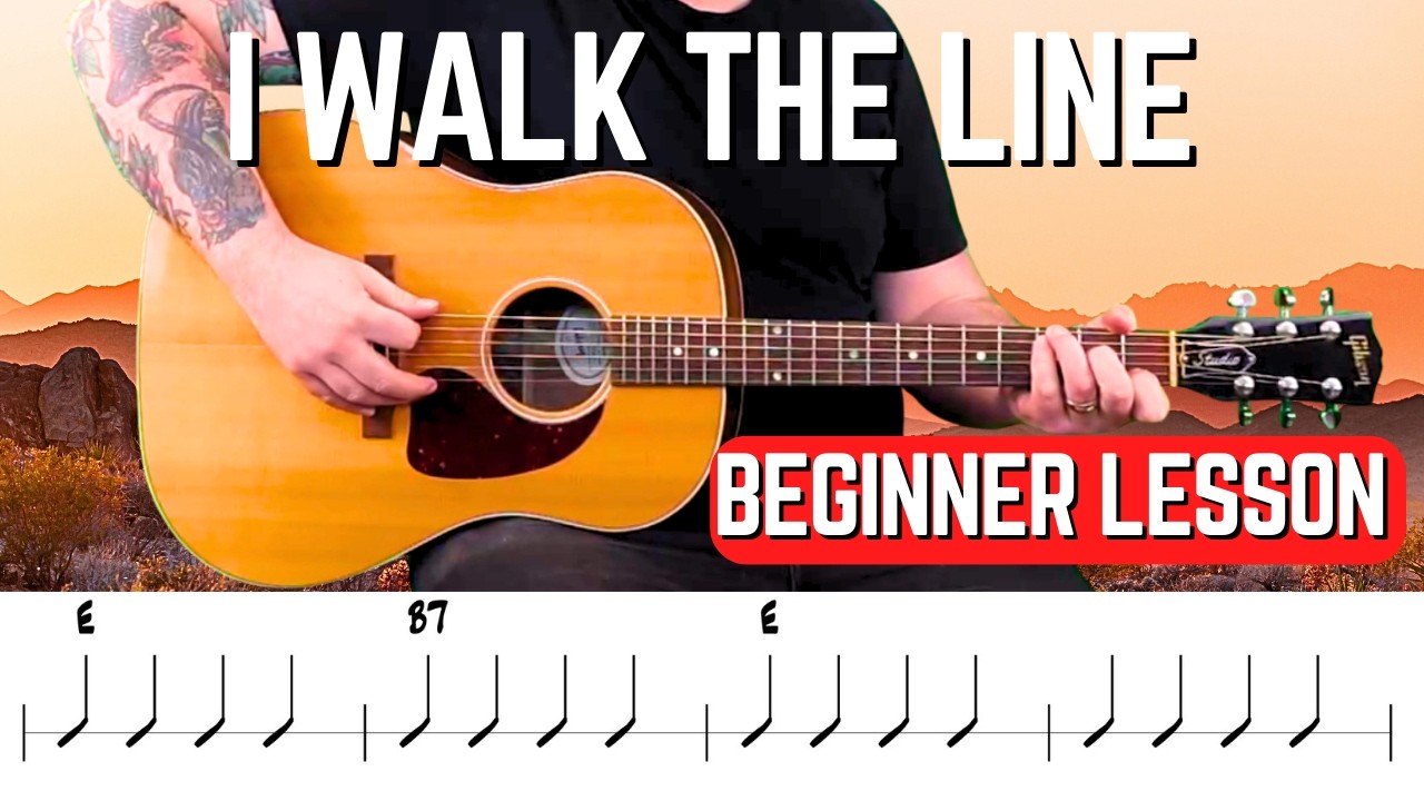 I Walk The Line Guitar Tutorial | Johnny Cash Guitar Lesson | Free Downloadable PDF!